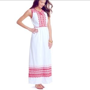 Vineyard Vines NWT size 14  Red Embroidered White Maxi dress